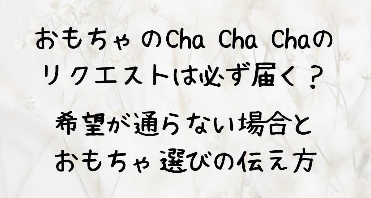 おもちゃのCha Cha Chaのリクエストは必ず届く？希望が通らない場合と、おもちゃ選びの伝え方